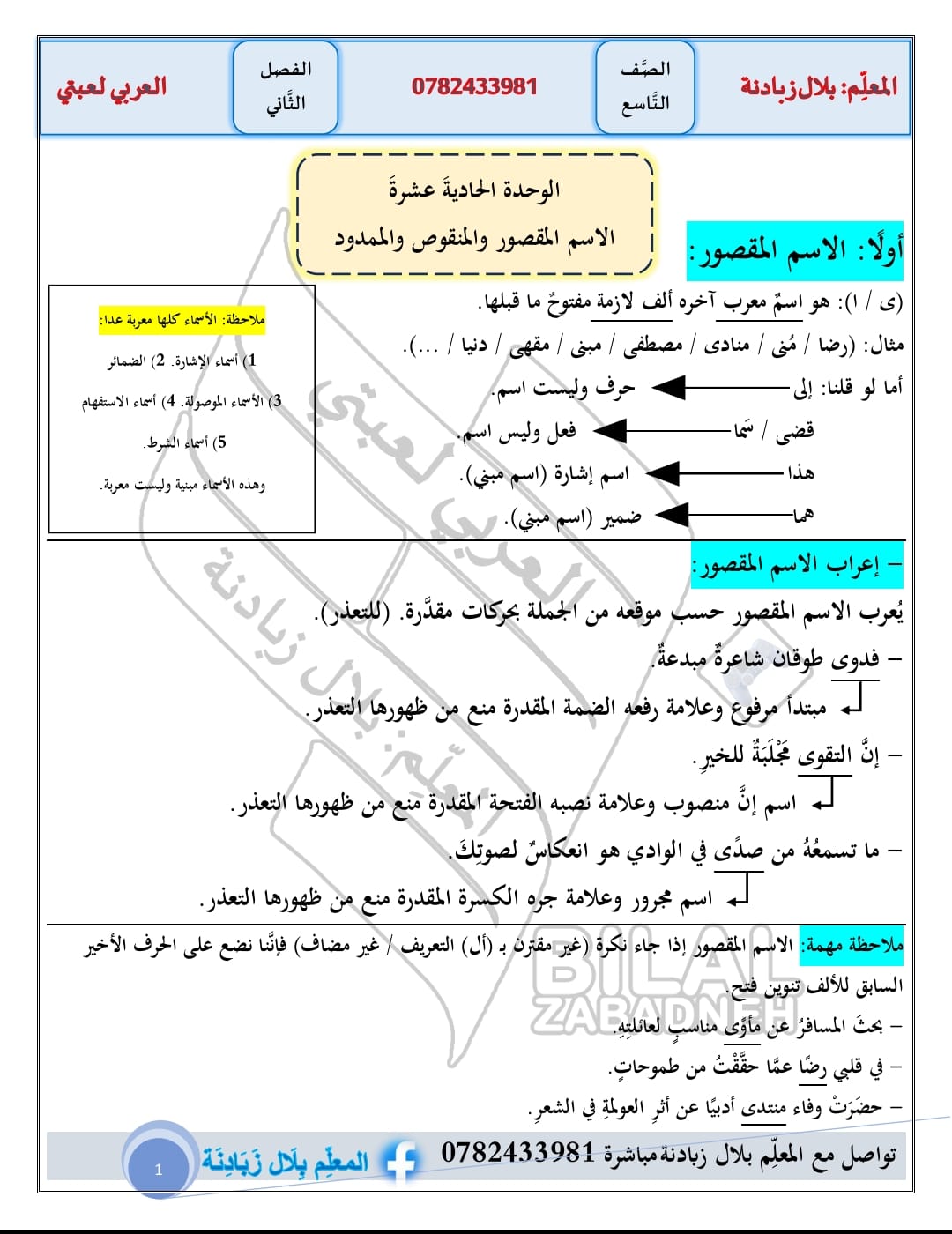 NDgzNDYyMC44NzY1 بالصور شرح وحدة الاسم المقصور و المنقوص و الممدود مادة اللغة العربية للصف التاسع الفصل الثاني 2024